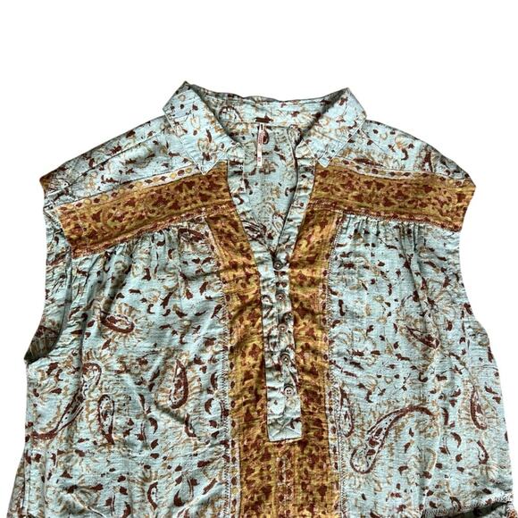 Free People Women’s Telly Collared Teal Hot Shorts Boxy Button Front Romper XS - Picture 3 of 13